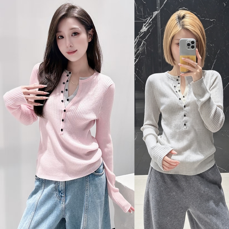 Ready-Made Knit Sweater, Fake Two-Piece, 2026 Winter New Product, Merino Sheep Wool, Slim Fit, Henry Collar, Mbf4Swt007 Ready-Made Knit Sweater, Fake Two-Piece, 2026 Winter New Product, Merino Sheep Wool, Slim Fit, Henry Collar, Mbf4Swt007