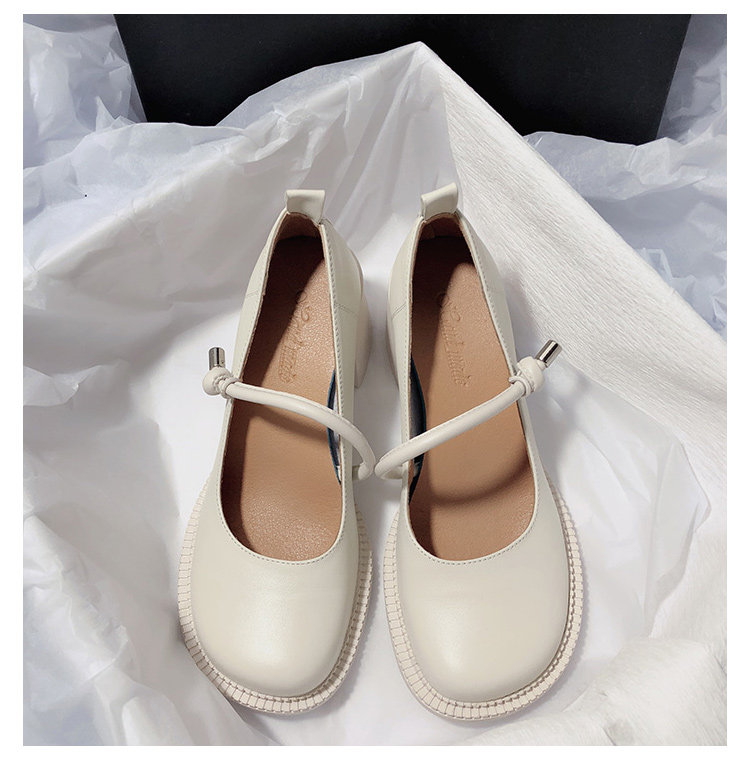 Туфли Мэри Джейн 森屿海巷 2023新款真皮高跟玛丽珍鞋文艺复古日系jk圆头休闲单鞋