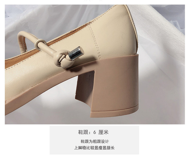 Туфли Мэри Джейн 森屿海巷 2023新款真皮高跟玛丽珍鞋文艺复古日系jk圆头休闲单鞋