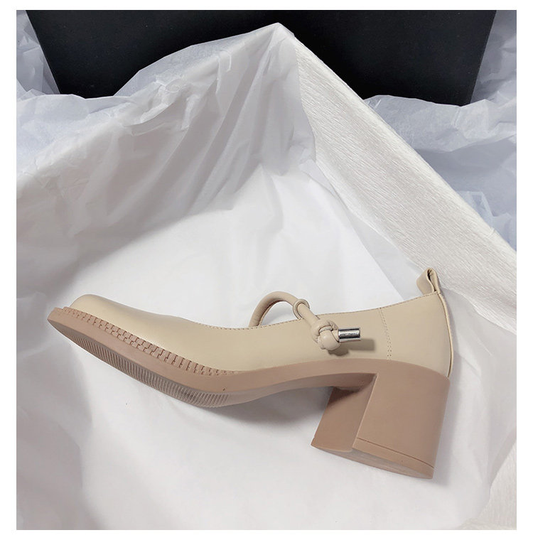 Туфли Мэри Джейн 森屿海巷 2023新款真皮高跟玛丽珍鞋文艺复古日系jk圆头休闲单鞋