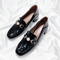 Moriyu Sea Alley Genuine Leather Art Retro High Heel Sloth Shoes Pearl Two Wear Thick Heel Lefu Shoes 100 Hitch Korean Version Single Shoes