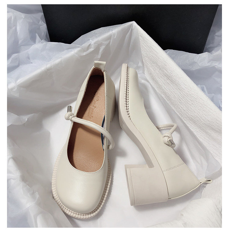 Туфли Мэри Джейн 森屿海巷 2023新款真皮高跟玛丽珍鞋文艺复古日系jk圆头休闲单鞋