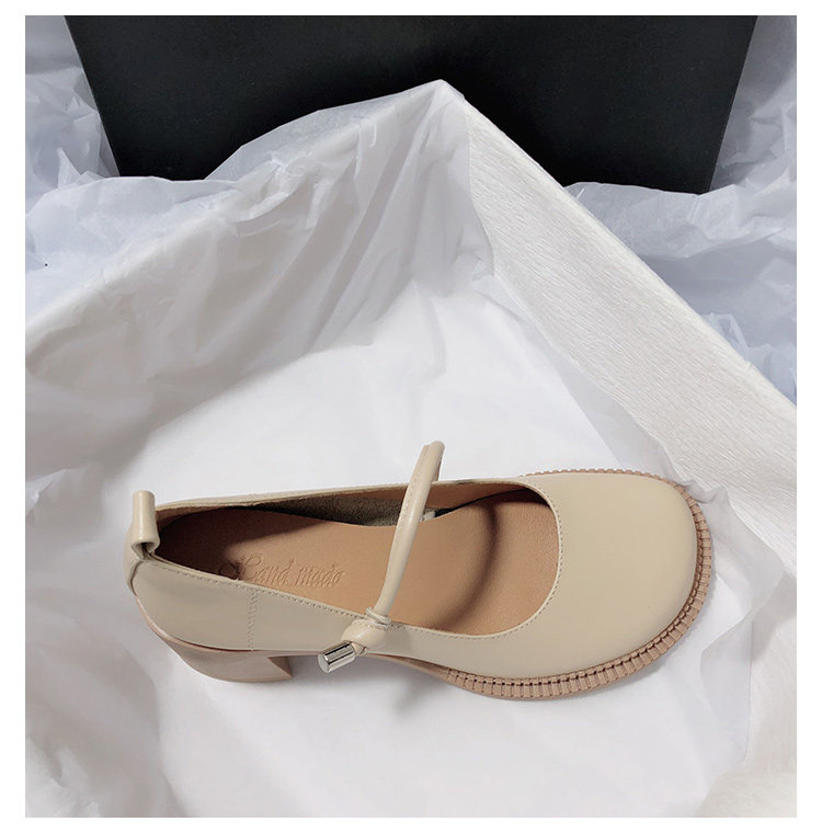 Туфли Мэри Джейн 森屿海巷 2023新款真皮高跟玛丽珍鞋文艺复古日系jk圆头休闲单鞋