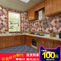 European-style Mediterranean pastoral antique brick floor climbing wall Kitchen bathroom wall brick Floor tile Waterproof non-slip 300*300