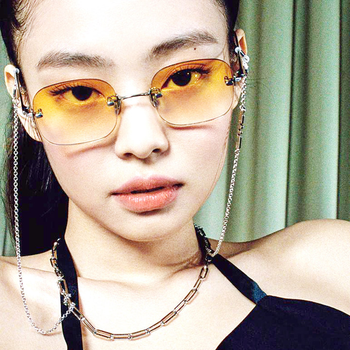 jennie Jenny with the same rimless glasses men and women anti-blue light with myopia 150 degrees new Korean version of fashion discoloration
