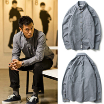 Autumn Japanese Yu Wenle polished cotton casual long sleeve shirt gray slim business shirt coat young men