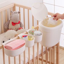 Crib diaper table storage baby supplies box Finishing bedside diaper hanging basket storage box Touch table hanging bag