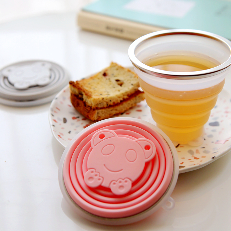 Silicone telescopic cup Outdoor travel portable folding cup Compressed drinking cup Multi-purpose mouthwash cup with lanyard