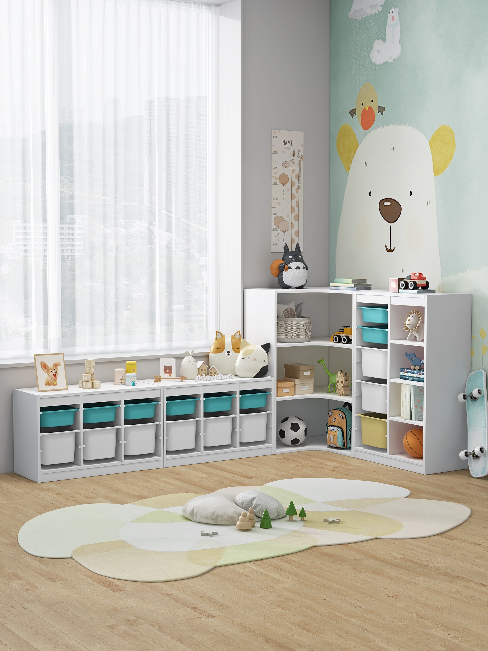 Solid wood children's toy storage cabinet baby storage rack solid wood locker light luxury floor household overall storage rack