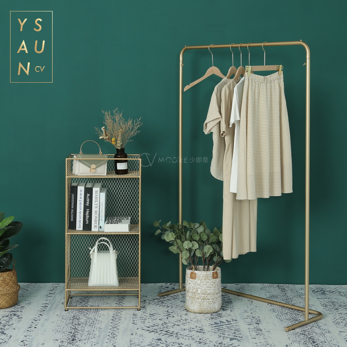 New products Net red live room hangers Clothing store display rack Removable women's store Floor-to-ceiling shelves Children's clothing store