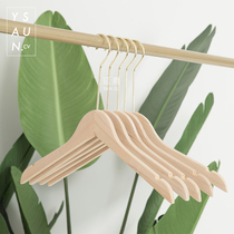 Clothing store hangers solid wood golden round hook raw wood color without paint wood clothes hanging men and women clothing store non-slip clothing support