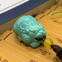 Natural turquoise cat pendant boutique high porcelain raw ore beckoning animal wen play necklace sweater chain collar bone chain