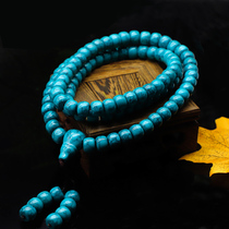 Boutique natural turquoise necklace bracelet 108 Buddha beads round pearl old-fashioned mens and womens hand string Hubei Shiyan straight hair