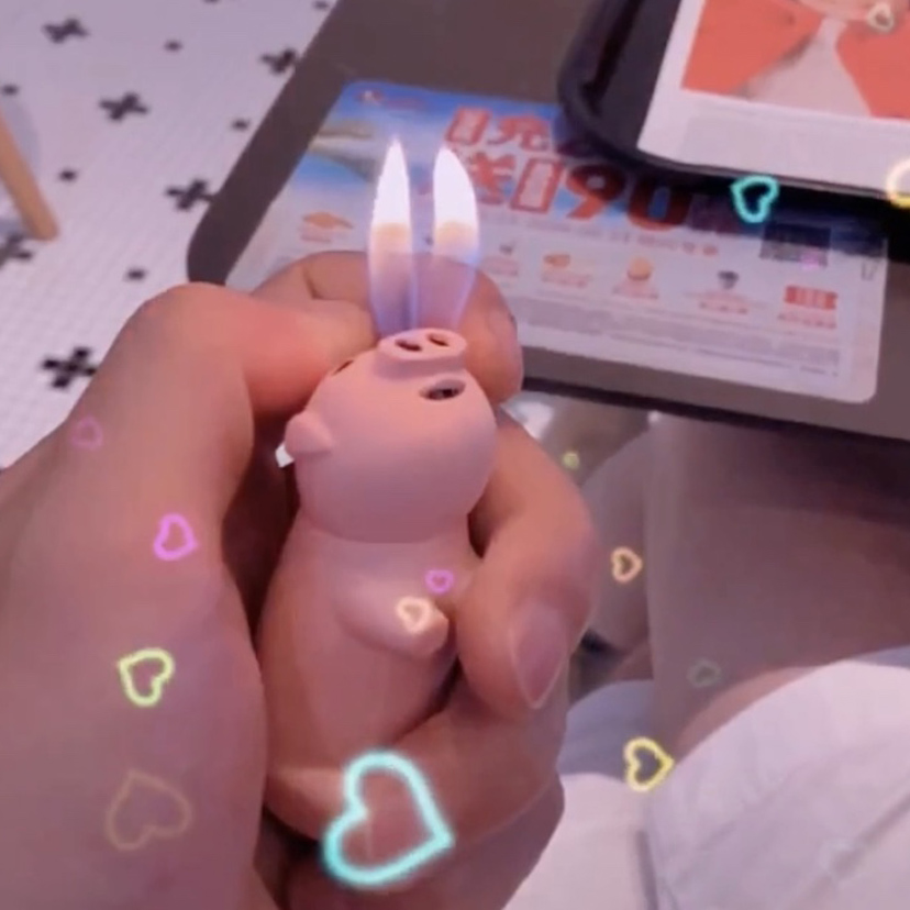 Net Red Identical Nose & Nose Small Pig Spot Son Pig Noose Spray Fire Pig Nose Inflatable Pig Lighter Creativity