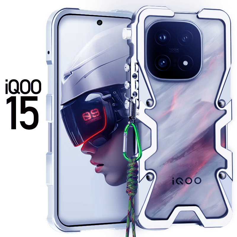 Iqoo15 Phone Back Cover 13 Aluminum Alloy Metal Frame 10 Protective Case Anti-Drop Stylish Iqoo11S Armor 9 Lanyard 12Pro