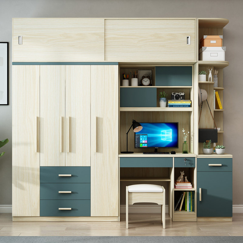 Computer desk Desktop plus wardrobe desk Children's simple wardrobe Student desk One-piece wardrobe with cabinet