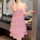 Mùa hè mới chất béo đầm đầm cỡ lớn nữ béo MM200 kg che bụng bánh chiffon mỏng áo khoác nữ