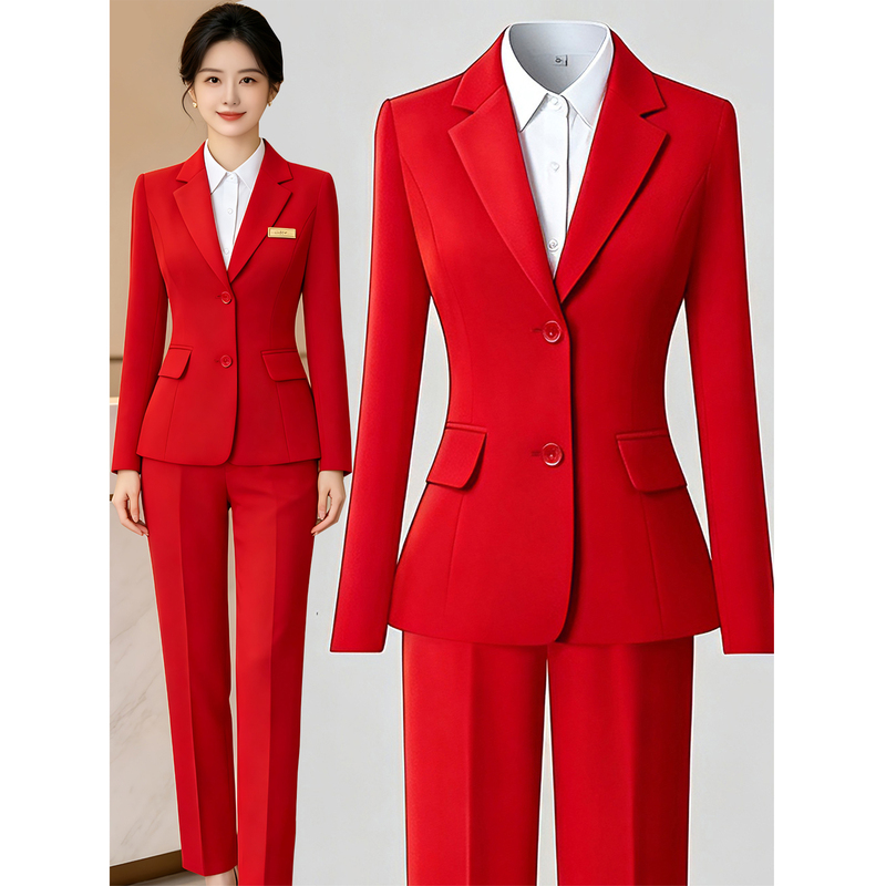 Bright Red Suit Set for Women, Drum Team Performance Outfit, Professional Attire, Work Uniform, Choir Red Suit Bright Red Suit Set for Women, Drum Team Performance Outfit, Professional Attire, Work Uniform, Choir Red Suit