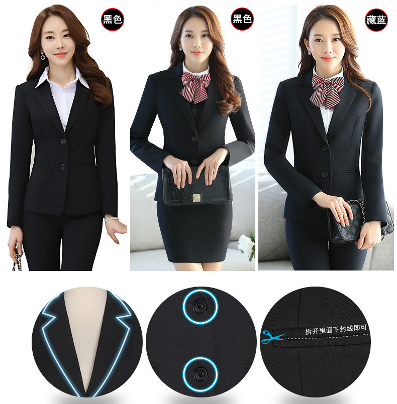 Mùa thu và mùa đông đen nhỏ phù hợp với áo khoác nữ phù hợp với chuyên nghiệp phù hợp với trang phục nữ sinh viên đại học overalls ngắn phù hợp với phụ nữ măng tô nữ