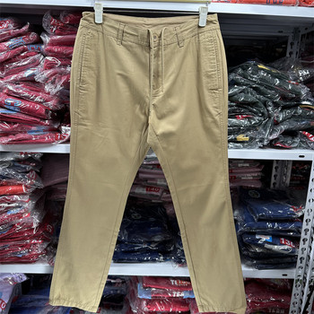 Men's pure cotton drawstring solid color casual trendy trousers