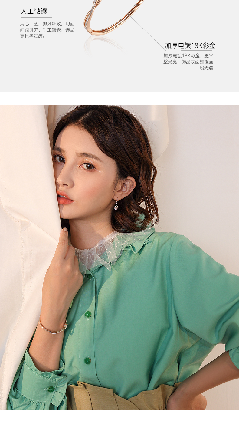 Vòng tay nữ phiên bản Hàn Quốc cá tính Sen đôi vòng tay Quà tặng sinh nhật đơn giản cho bạn gái để thiết lập Swarovski zirconium - Vòng đeo tay Cuff vòng gỗ trầm hương