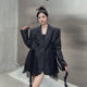 Mapogo trendy design niche fashion trendy jacquard splicing suit jacket three-dimensional rose casual suit
