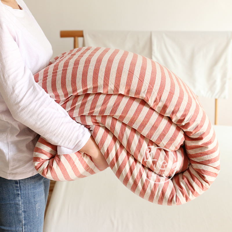 Tianzhu cotton spring and summer good product Japanese knitted single student dormitory quilt striped double machine washable thin quilt