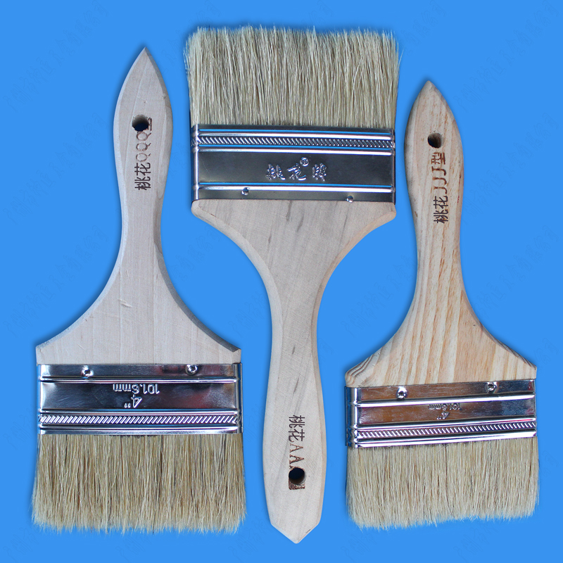 Wooden handle paint brush thickened pig bristle glue brush specifications multi-standard barbecue brush Peach Blossom brand pig hair brush whole box