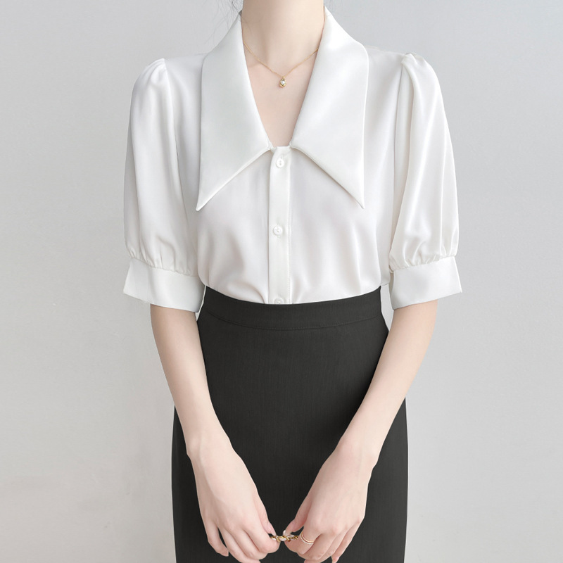 Plus Size Women's Shirts 2025 New Popular Style Loose Korean Style Short-Sleeved Chiffon Shirts Professional Base Shirts
