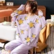 Nam cực pyjama nữ mùa xuân, mùa thu và mùa đông cotton dài tay giản dị có thể đi ra ngoài để mặc bộ đồ mặc nhà cotton mùa hè - Cha mẹ và con