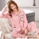 Bộ đồ ngủ nữ mùa xuân và mùa thu cotton dài tay phiên bản Hàn Quốc của bộ đồ công chúa rộng rãi ngọt ngào và đáng yêu đồ bộ mặc nhà cao cấp