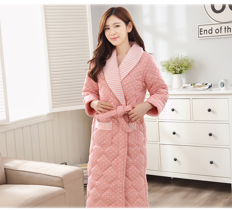 Áo khoác nữ mùa đông dày ấm áp áo khoác cotton bông cộng với áo choàng dài áo choàng mùa đông phụ nữ mang thai đồ ngủ dịch vụ tại nhà đầm ngủ đẹp