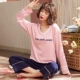 Bộ đồ ngủ nữ mùa xuân và mùa thu cotton dài tay mỏng phiên bản Hàn Quốc của bộ đồ hai mảnh XL mùa đông lỏng lẻo có thể mặc