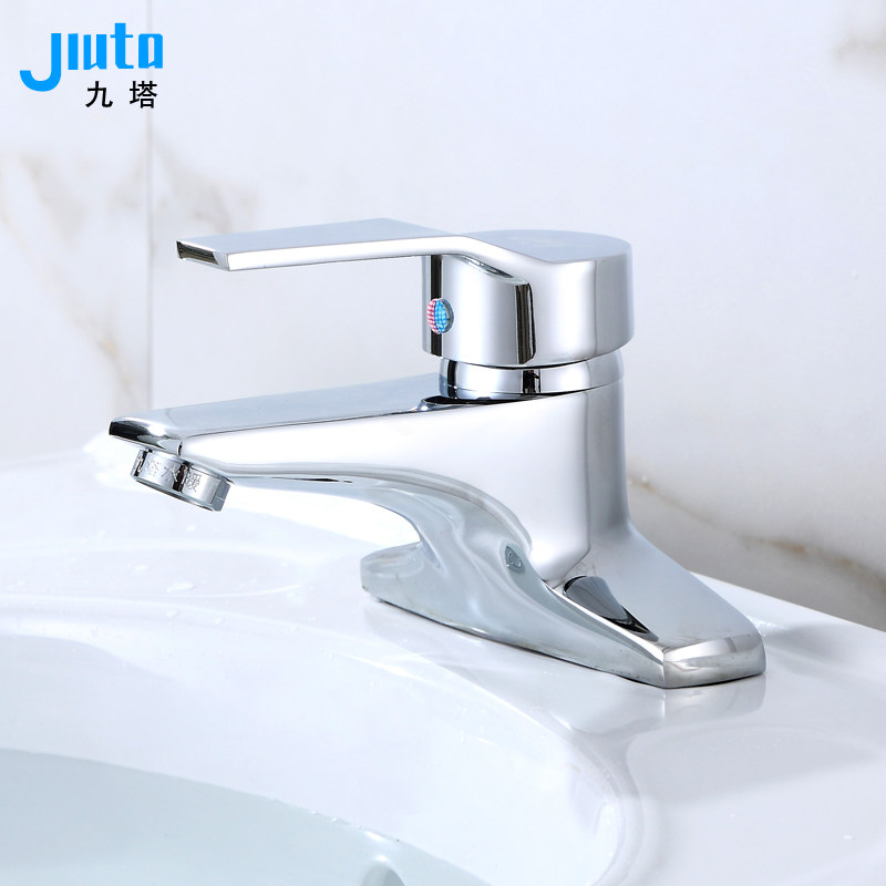 Full copper surface basin hot and cold face basin tap Terra basin ceramic basin single to wash the double-hole three-hole dressing room washbasin tap