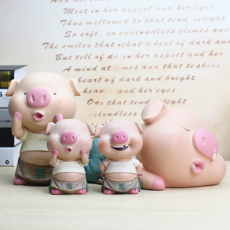 Creative Home Decoration Products Cute Little Pig Nose and Piggy Deposit Pot Students Deposit Money Cylinder Resin Pendulum Decorated Gifts