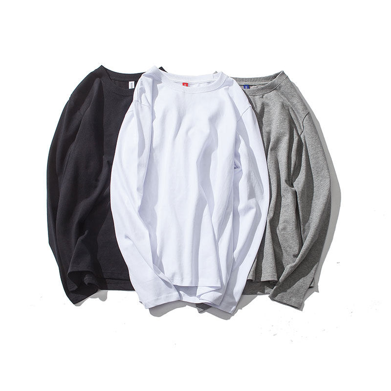 原创秋冬季男装纯色打底长袖t恤潮流男士体恤青年圆领上衣内搭T