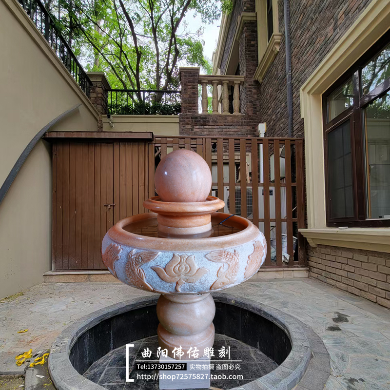 Stone Sculpture Feng Shui Ball Late Xia Red Indoor Decoration Outdoor Patio Fish Pool Fountain Flowing Water Landscape Trick and Customize