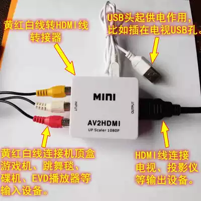 TV AV transfer HDMI converter yellow, white and red output projector high picture quality line Port game console