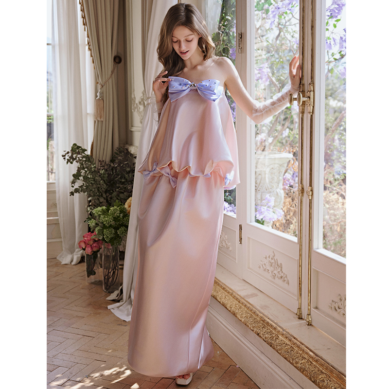 Bridal Engagement Strapless Evening Dress for Women 2026 New Luxury Niche High-End Dressing Gown Birthday Dress with a Sense of Sophistication