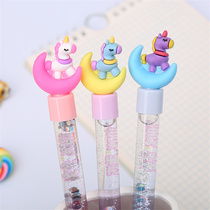 Online Red Creative Teenage Girl Hearts Flow Sand Fairy Cartoon Students Middle Sex Pen Signature Pen Black Water Pen Super Cute Stationery