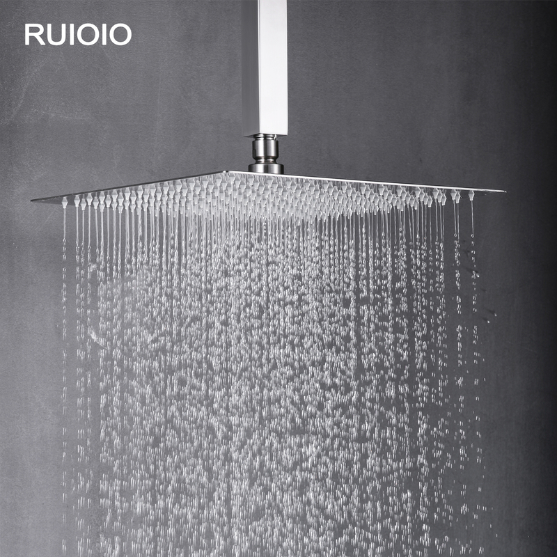 Square Ultra-Thin Concealed Shower Head with Booster, 304 Stainless Steel Shower Head, Single Head for Home and Hotel Use