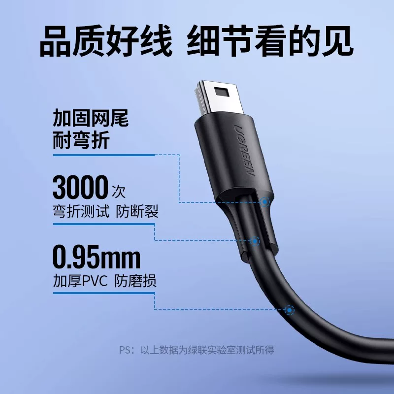 Кабель данных Ugreen Union MINIUSB для ротора mp3, бабушко-водитель, регистратор, камера, порт T-образной формы, 4