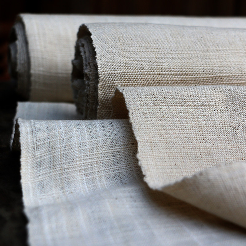 Pure cotton Guizhou Handwoven Tub coarse cloth Bamboo Festival Rough Natural Colors White Blue Dyeing Bottom Butch Tea Mat DIY cloth Width 45cm