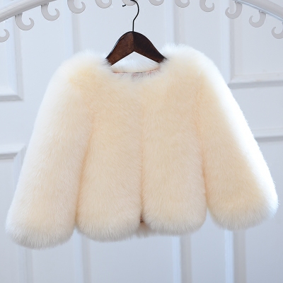 Girls' Faux Fox Fur Coat, Stylish Autumn and Winter New Thickened Korean Style Loose Coat for Young Children