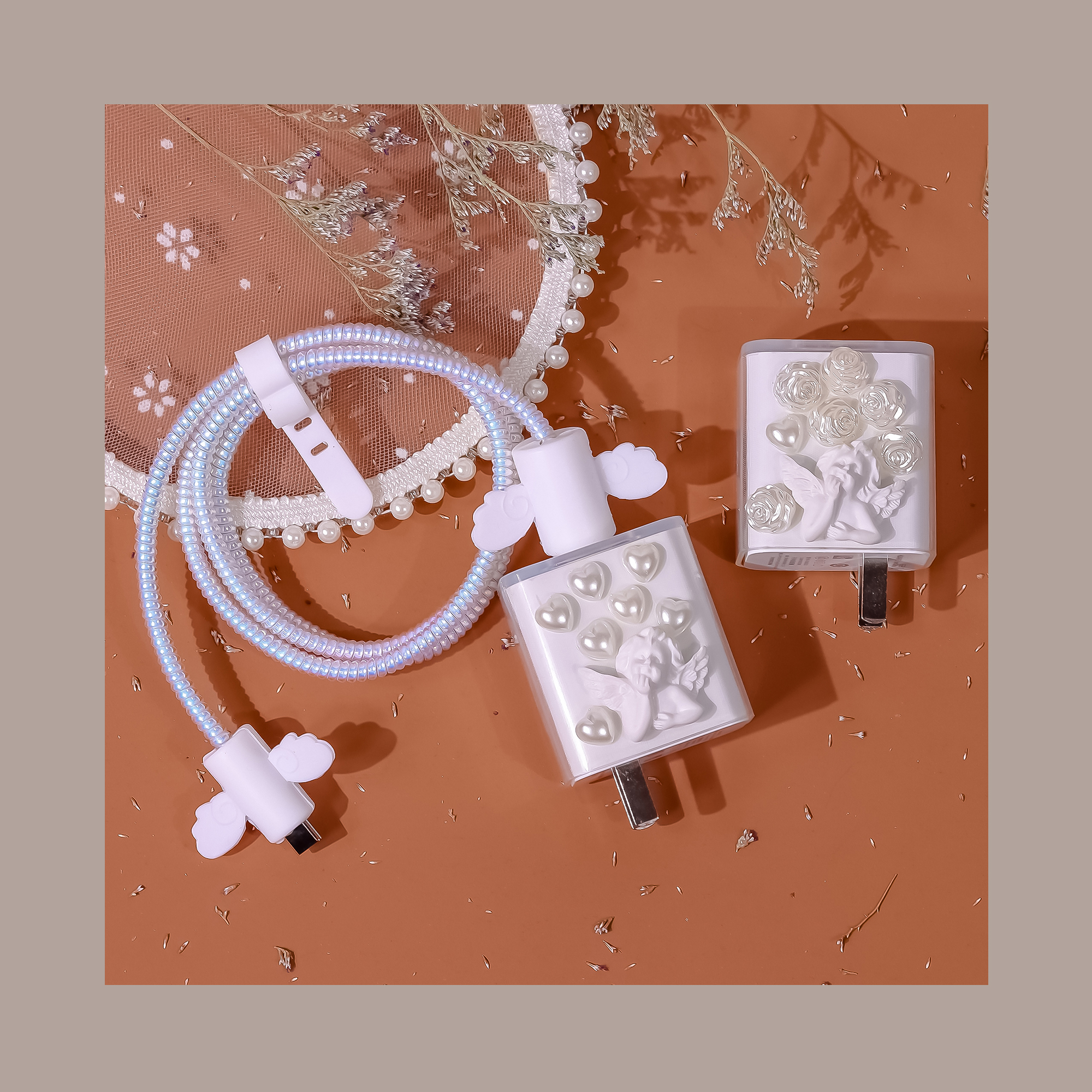 Explosive value of the face◆Goddess love ~Huawei data line protection set mobile phone charger head anti-fracture nova7