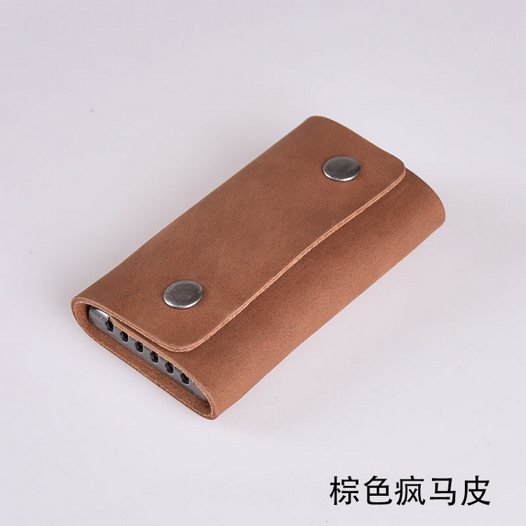 Túi xách nam khóa da công suất lớn đa chức năng da lộn siêu mỏng Túi chìa khóa đơn giản handmade nữ ví móc chìa khóa nữ