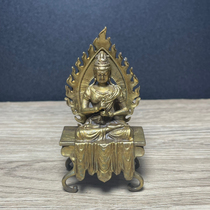 Antique collection alloy copper handmade Guanyin Bodhisattva bronze statue ornaments backlit bench Buddha home living room bedroom