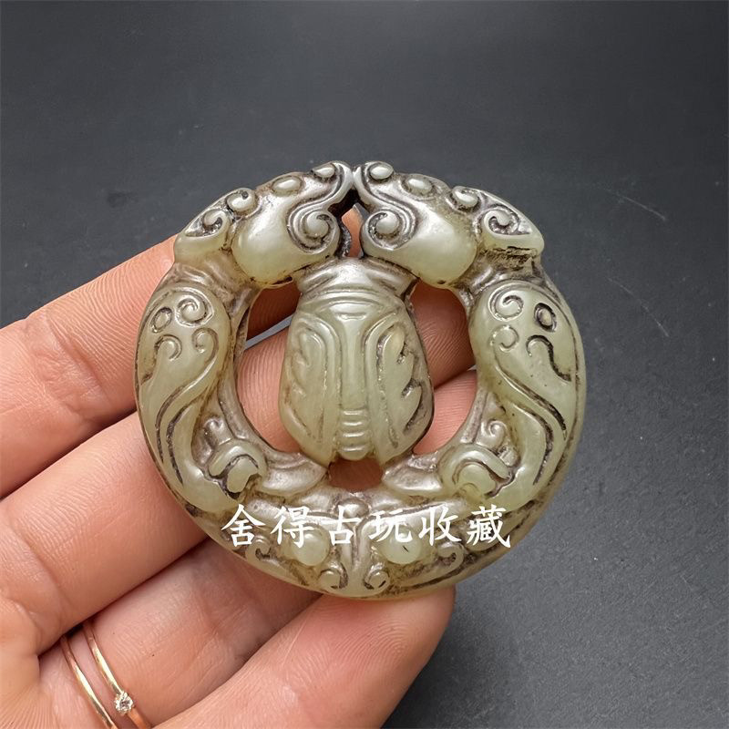 老玉高古玉把件古玩玉器收藏玉石古董玉璧摆件车挂件配饰吊坠飞龙-淘宝