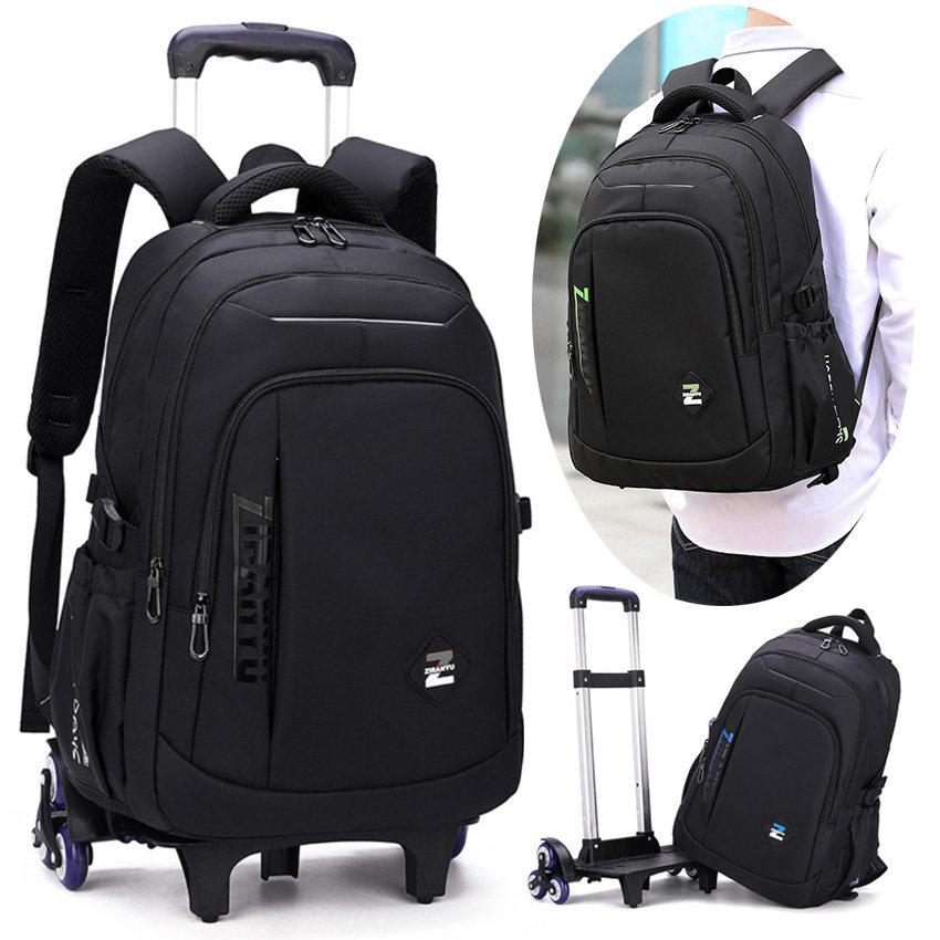Large capacity large pull rod schoolbag junior high school students 7-8-9 grade female high school students boys pull defense hand drag