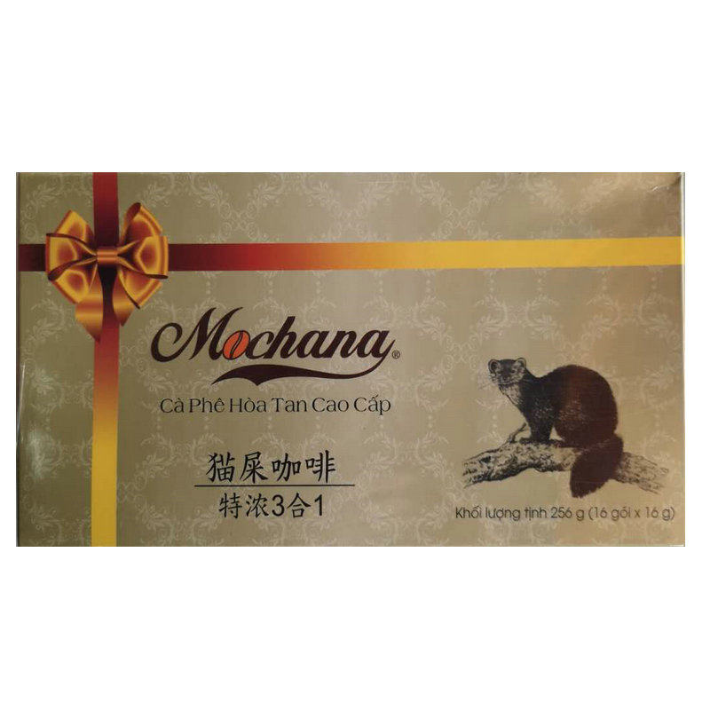 Vietnamese Original Loaded Mochana Ti Divine Special Cat Poo Instant Coffee 256g 16 Bar with two boxes